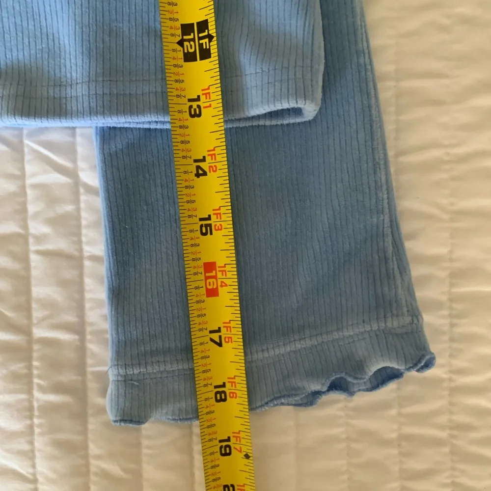 VTG Children's Place Set Girls Size 24M Blue Y2k Velour Top Pants Ribbed Ruffle - Picture 12 of 16